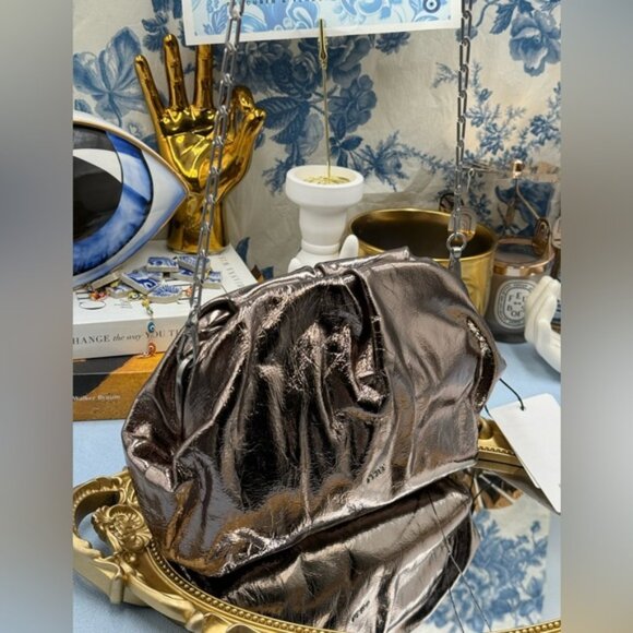 🆕 REISS 🧿 NWT Elena Metallic Grained Clutch, Convertible Shoulder Bag - Picture 4 of 13
